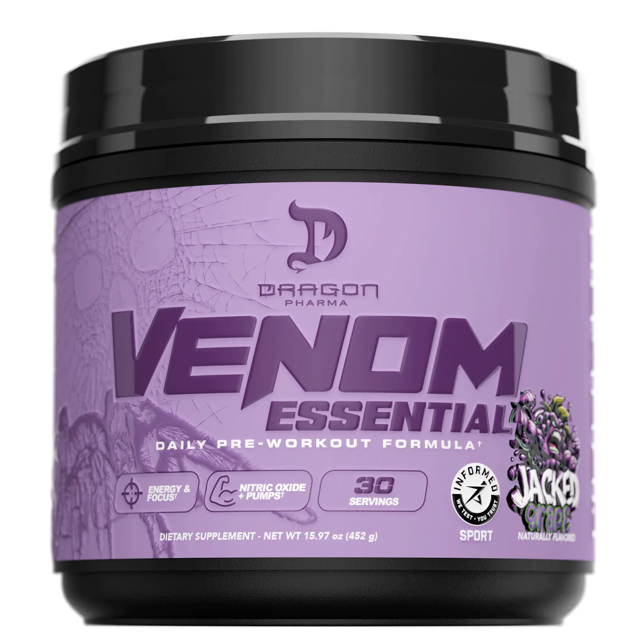Dragon Pharma Venom Essential Pre-Workout – Energy, Focus & Pumps - 30 servings Sports Performance Supplement Fitness Healthcare Supplement