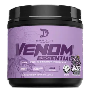 Dragon Pharma Venom Essential Pre-Workout – Energy, Focus & Pumps - 30 servings Sports Performance Supplement Fitness Healthcare Supplement