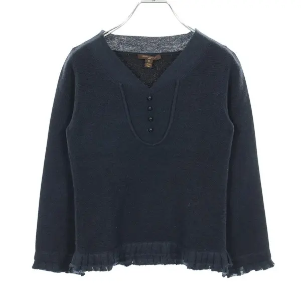 Pre-owned Louis Vuitton 1 Small Leather Goods knitwear Sweater RW0524 Wool Mohair Navy Used Women size S 1606262107601120545
