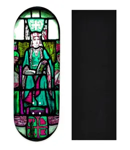 Heat Transfer Graphic Wooden Fingerboard Deck, "Queen Margaret Stained Glass"