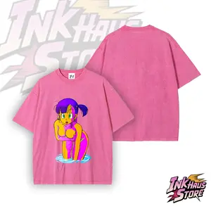 Dragon Ball character Bulma design -- Short Sleeve Cotton Unisex Retro Wash Tee