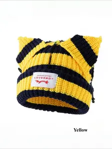 Autumn Winter Cute Ear Beanies Skullies Cap Fashion Women Men Warm Outdoor Unisex Knitted Hat Loverboy Y2K Personality Cold Hats Knitting Beanie