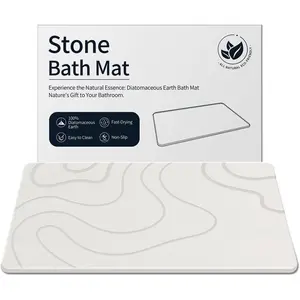 Stone Bath Mat Diatomaceous Earth Shower Mat Non-Slip Absorbent Diatomite Stone Mats for/Ktichen Cuonter Quick-Drying Easy to (24''*16''White)