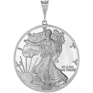 925 Sterling Silver Silver Eagle Bezel 41 mm 1 oz Coins Prong Back Square Edge