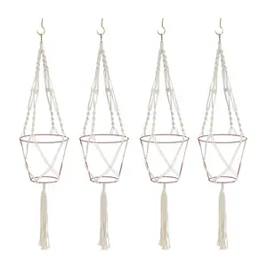 Sorbus Macrame Plant Hanger - 4-Pack