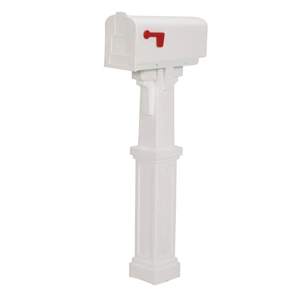 Parsons Medium Size 1-Layer White Plastic Post-Mount Mailbox - Durable, Weatherproof, Reliable Home Organizer for Letters with Flexibility & Easy Outdoor Installation