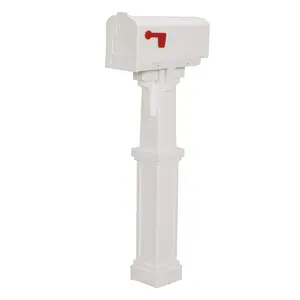 Parsons White Medium Plastic Post Mount Mailbox - Classic Design for Easy Installation