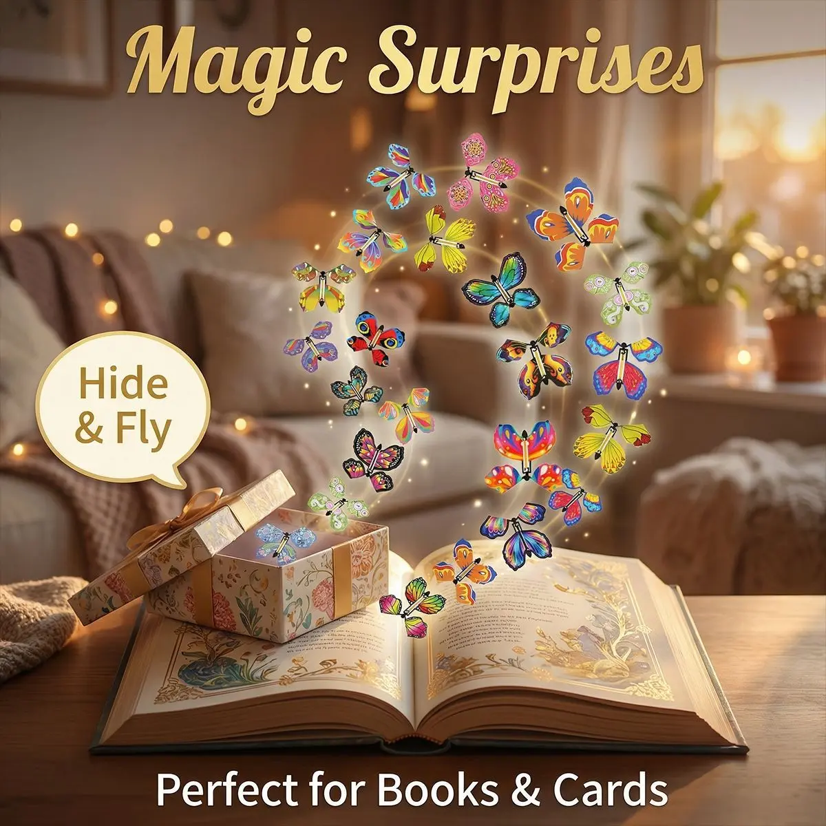 Set of 10 Flying Magic Butterflies — A Novel, Unique, and Surprising Gift Idea. Perfect for Party Games, These Flying Magic Butterflies Serve as Novelty Toys, Bookmarks, and Gifts—Popular Viral Sensations and TikTok Magic Props.