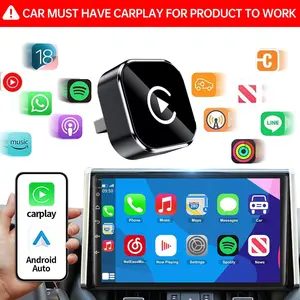 2 in 1 Wireless Apple CarPlay Adapter, for both Apple and Android,converts wired to wireless, suitable for factory wired CarPlay cars from 2017+ Black