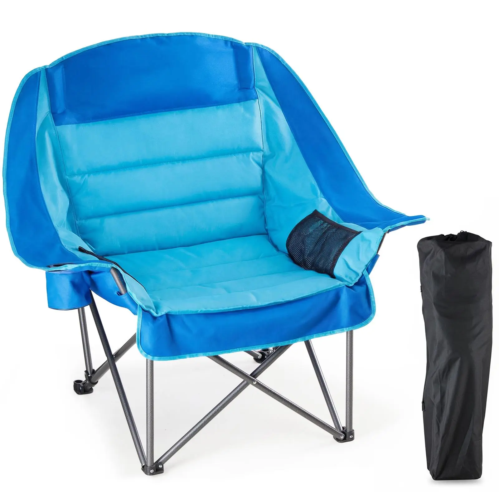 Comfort Folding Camping Chair, 450 Lbs Heavy Duty Capacity with Reinforced Steel Frame & 600D Oxford Fabric, Anti-Slip All-Terrain Foot Pads for Outdoor Concert Glamping