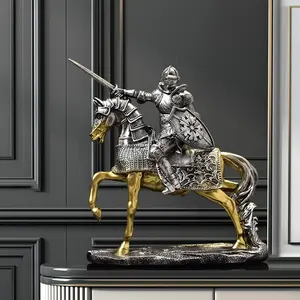 Nordic Victory Knight Resin Craft, Office Study High-End Decoration, Vintage Armor Knight Figurine, Creative Art Decor, Decorative Sculptures
