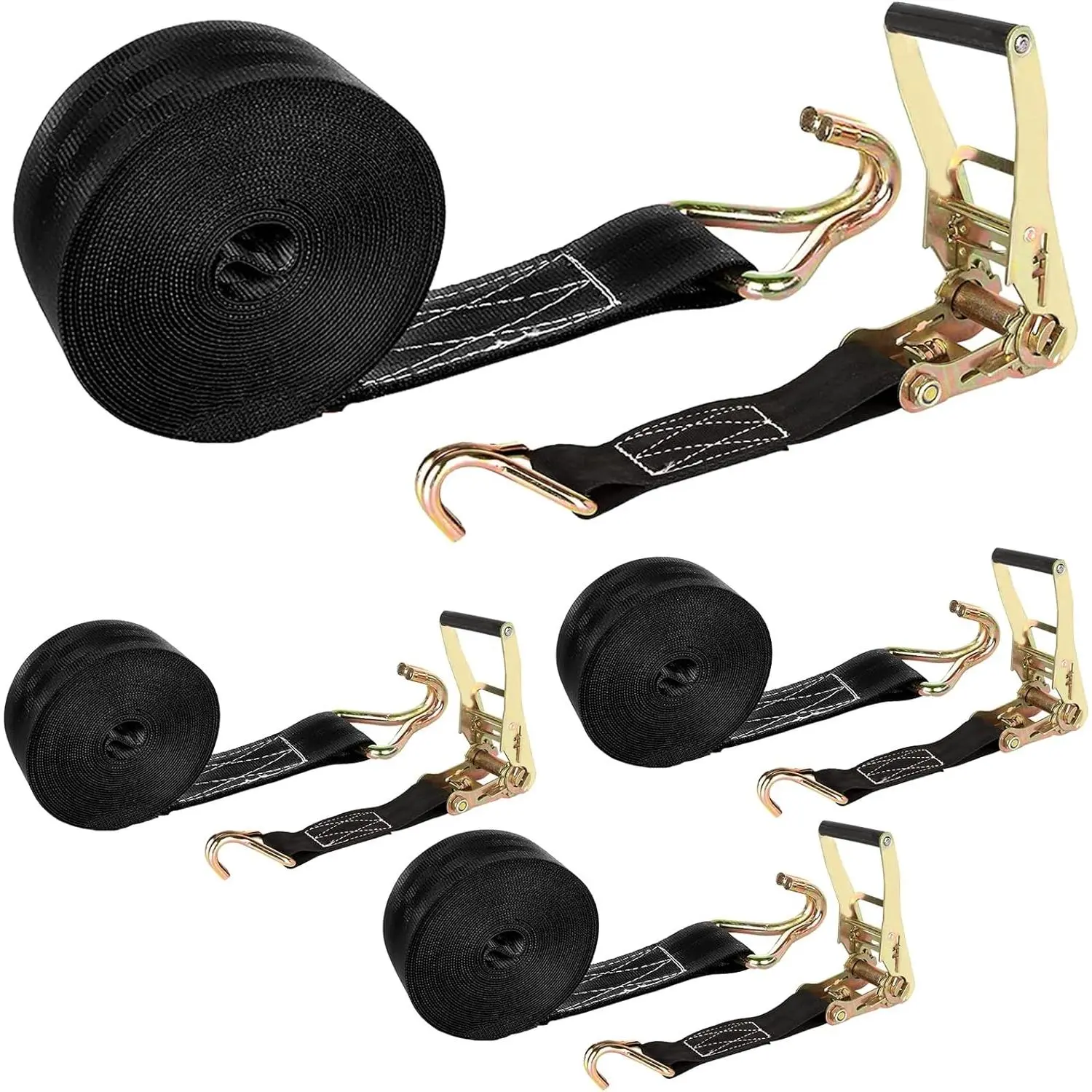 4 Pack 2 Inch Ratchet Straps Heavy Duty 20ft Tie Down Straps Ratchet with Double J Hook, 8000 LBS Break Strength, Cargo Ratchet Straps for , , , Kayaks,  Roof