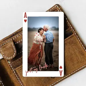 Personalized Metal Photo Wallet Card – Couple Playing Card Design, Wedding & Anniversary Gift, Perfect Valentine’s Day Gift for Husband or Boyfriend