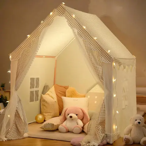 Toddler Crawl Tent with Play Hoop - Fabric Kids Playhouse Set, Portable All Seasons, Encourages Indoor & Outdoor Play, Toddler Girl Stuff, Promotes Imaginative Gift, No Sports Option