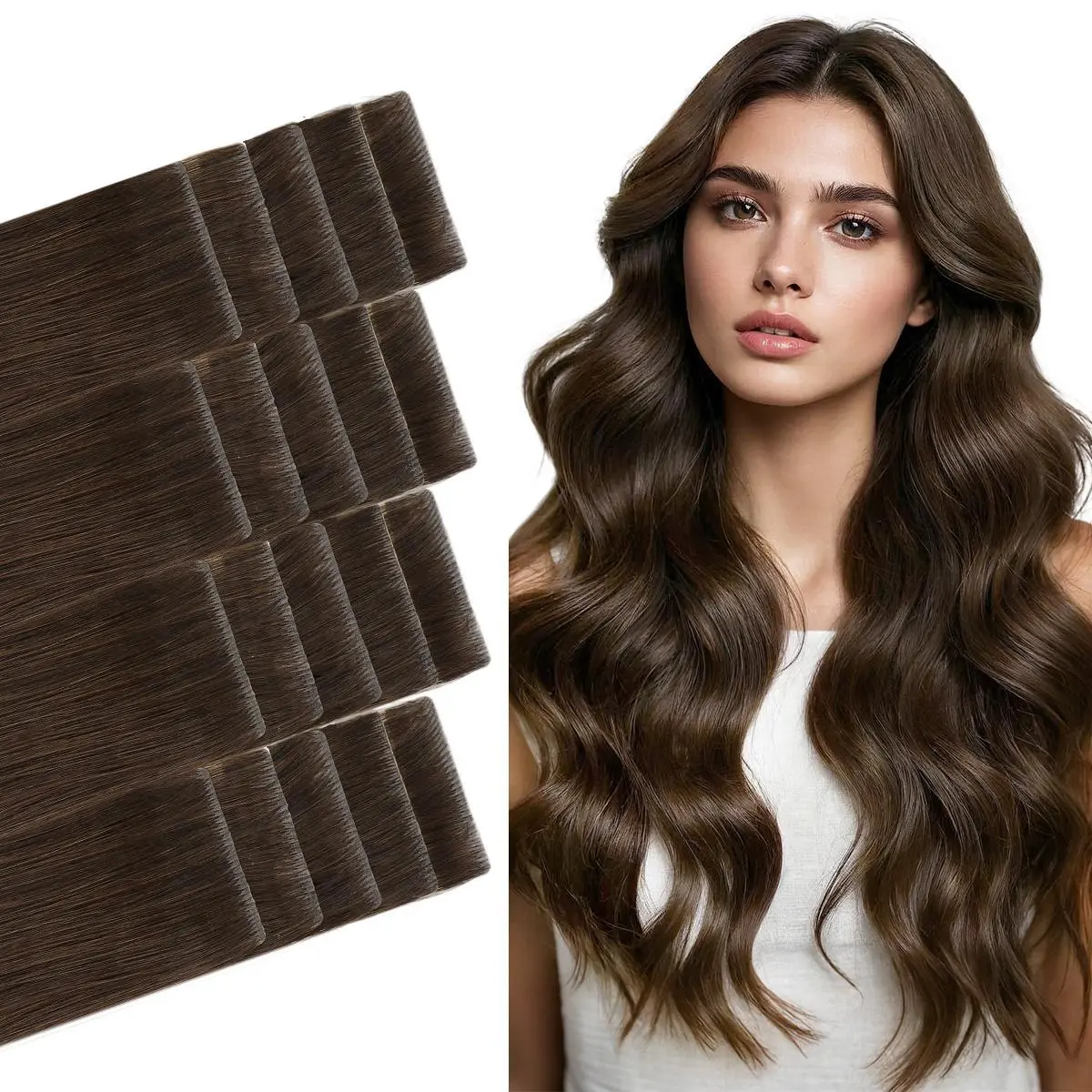 GOO GOO Invisi Edge Tape in Hair Extensions Remy Human Hair, 14inch-24inch 20pcs 50g, Straight Natural Virgin Remy Hair, Seamless Injected Tape, Natural Look#summerwins#DealsForYouDays