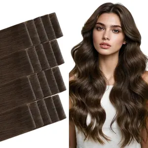 GOO GOO Invisi Edge Tape in Hair Extensions Remy Human Hair, 14inch-24inch 20pcs 50g, Straight Natural Virgin Remy Hair, Seamless Injected Tape, Natural Look