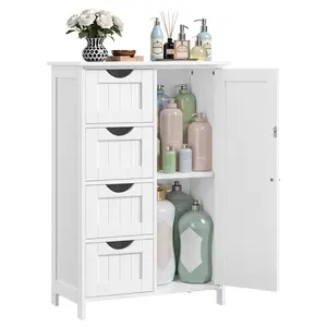 Songmics Storage Cabinet with Drawers, Freestanding Floor Cabinet with Door, Adjustable Shelf, for Bathroom, Living Room, Kitchen