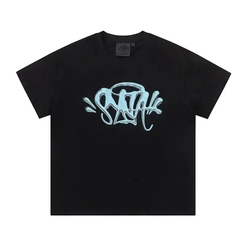 Drill SynaWorld Tide Brand Letter Pattern Printing Summer Loose Casual Men's and Women's Cotton Short-sleeved T-shirt graphic tee