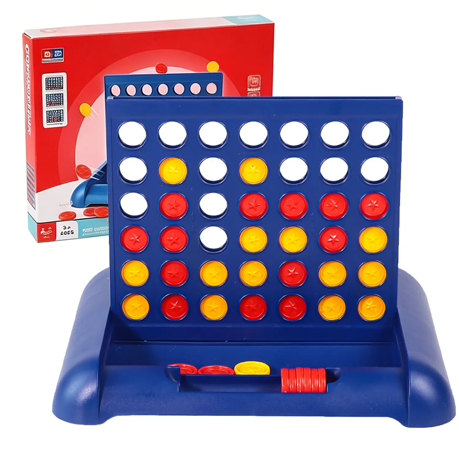Foldable 4 in a Row Board Game - 2-Player Strategy Toy for Kids 3-12, Connect & Win 4 in a Line, Holiday Travel Essential, Blue Gift for Boys & Girls