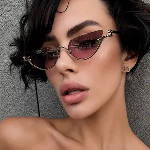 New high-end metal temple retro fashion sunglasses with UV resistant irregular shaped mirrors, cool and eye-catching