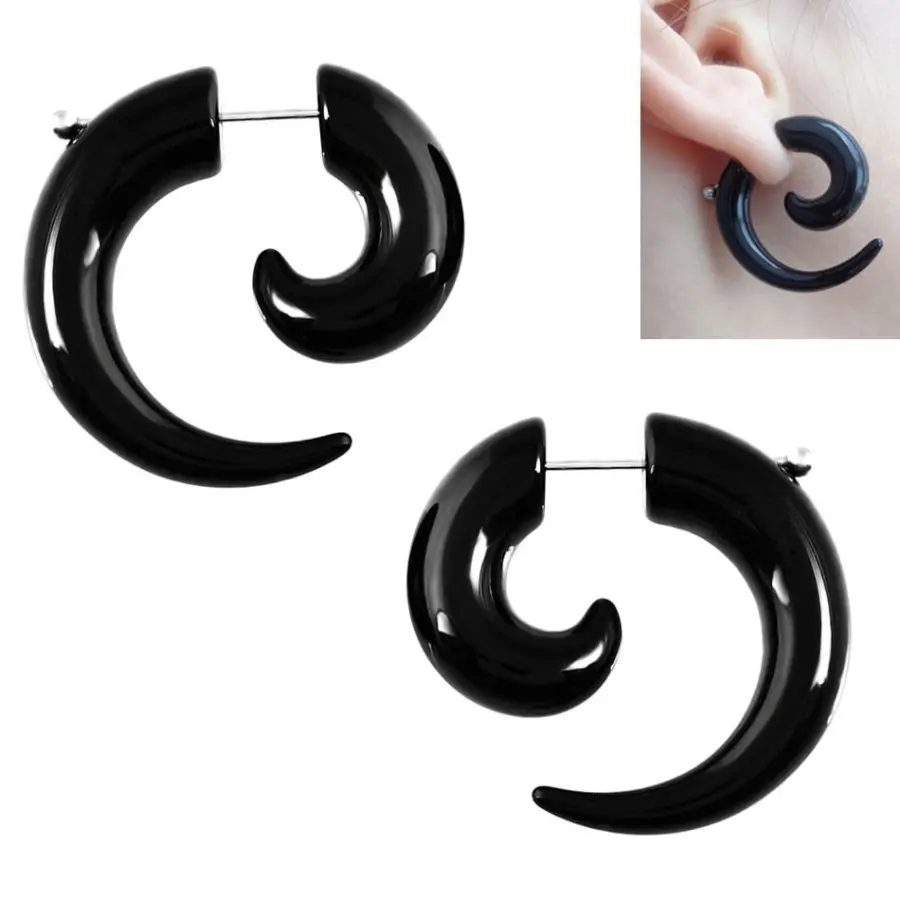 1pc Acrylic Fake Spiral Ear Taper Stretcher Expander Gauge Tunnel Plug Earcuff - Lightweight Chunky Hoops, Casual Daily Fashion Costume Jewelry for Earlobe Piercings
