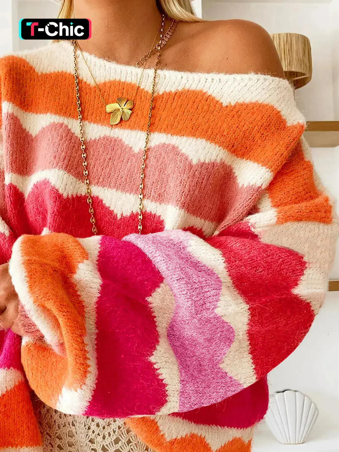 Women's Striped Pullover Sweater, Casual Long Sleeve Knitwear for Fall & Winter, Perfect for Daily Outings and Parties, Casual Fashion Jumper