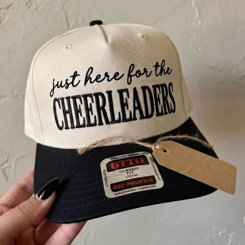 Just Here for the Cheerleaders Embroidered Trucker Hat for Cheer Moms