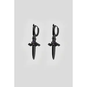 Black Sword Huggie Earring