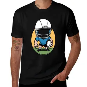 Cartoon Chibi Football Hero Graphic Tee - Funny Sports Player Cotton T-Shirt - Available in Black & White - Shipped from NY