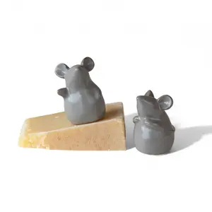 Grey Reactive Glaze Stoneware Mouse Figurine | 2 Styles