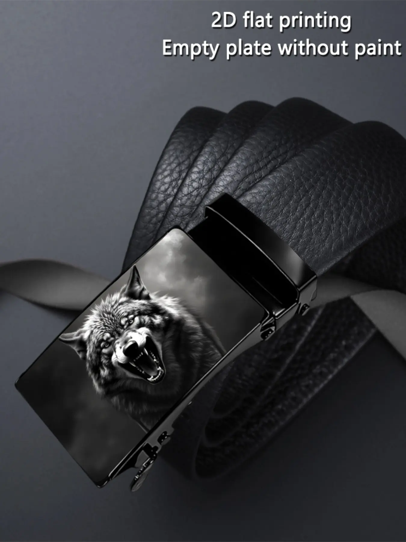 Men's Fashion Belt with Wild Wolf Art Design, Business Casual Automatic Buckle, Perfect Father's Day & Valentine's Gift