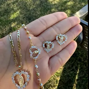 Virgen Mary heart set with rosary bracelet