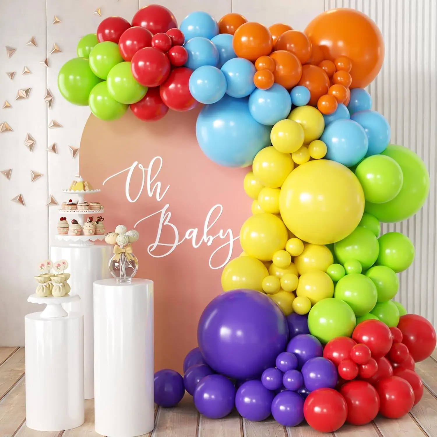 Rainbow Balloon Arch Kit, 166Pcs 18 12 10 5 inch Colorful Latex Balloons Garland for Birthday Baby Shower Wedding Engagement Anniversary Mother's Day Party Decorations
