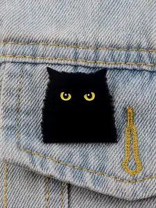 Adorable Black Cat Animal Cartoon Lapel Brooch, Durable Metal Accessory, Perfect Christmas Gift for Cat Lovers, Suitable for Suits, Jackets, Hats, Hat Clip, Durable Metal Pins