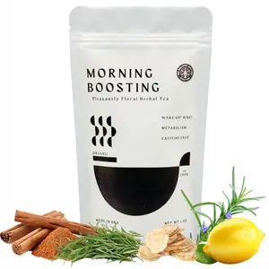Morning Boosting Organic Herbal Tea - Wake Up! Rise! Refreshing Loose Leaf Wellness Blend, Caffeine-Free, Sugar-Free, Warm Taste
