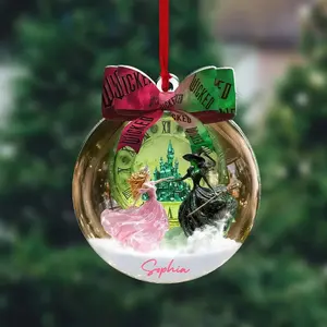Custom name Wicked 2D Flat Acrylic Ornament 2025, Glinda Elphaba Christmas Decor, Pink Green Witch Bestie Gift