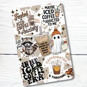 Ghostie Iced Coffee Lover Cardstock Clear Case Insert for Kindle | Smutty Book Lover Gift | Bookish Stickers for Kindle | Booktok Smartphone Aesthetic Cover | In My Iced Coffee Era