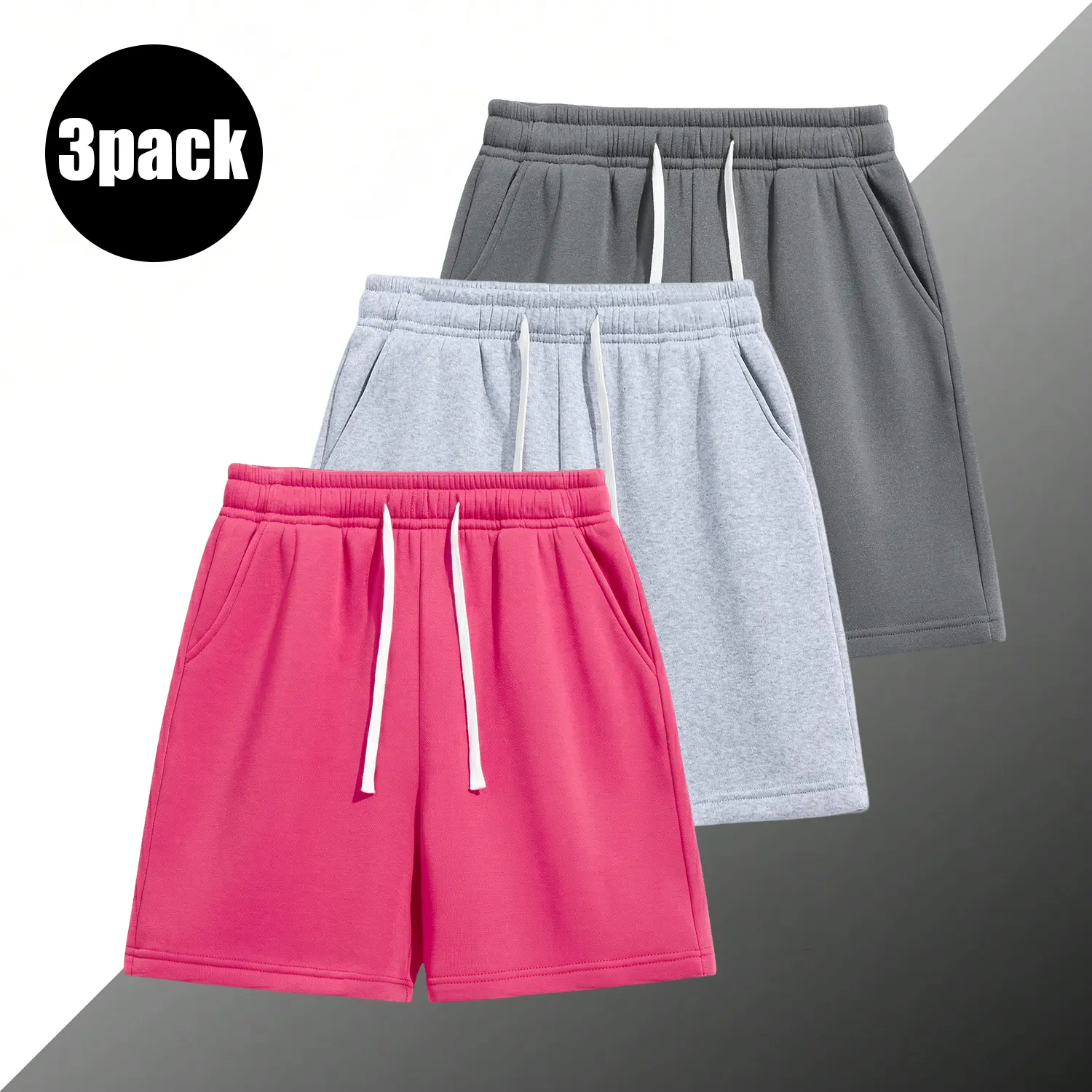 3-Pack ，men’s shorts: drawstring 5‑inch shorts, running athletic shorts—breathable and comfortable. Suitable for summer daily commuting/work, outdoor running, holiday leisure. Simple solid colors that are easy to match; suitable for both men and women.