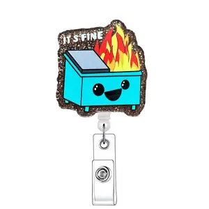 Cute Cartoon Design Badge Holder, 1 Count Retractable Badge Reel, ID Holder for Nurses, Doctors, Students & Office Staff