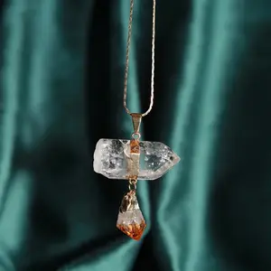 CLEAR QUARTZ & CITRINE NATURAL CRYSTAL NECKLACE