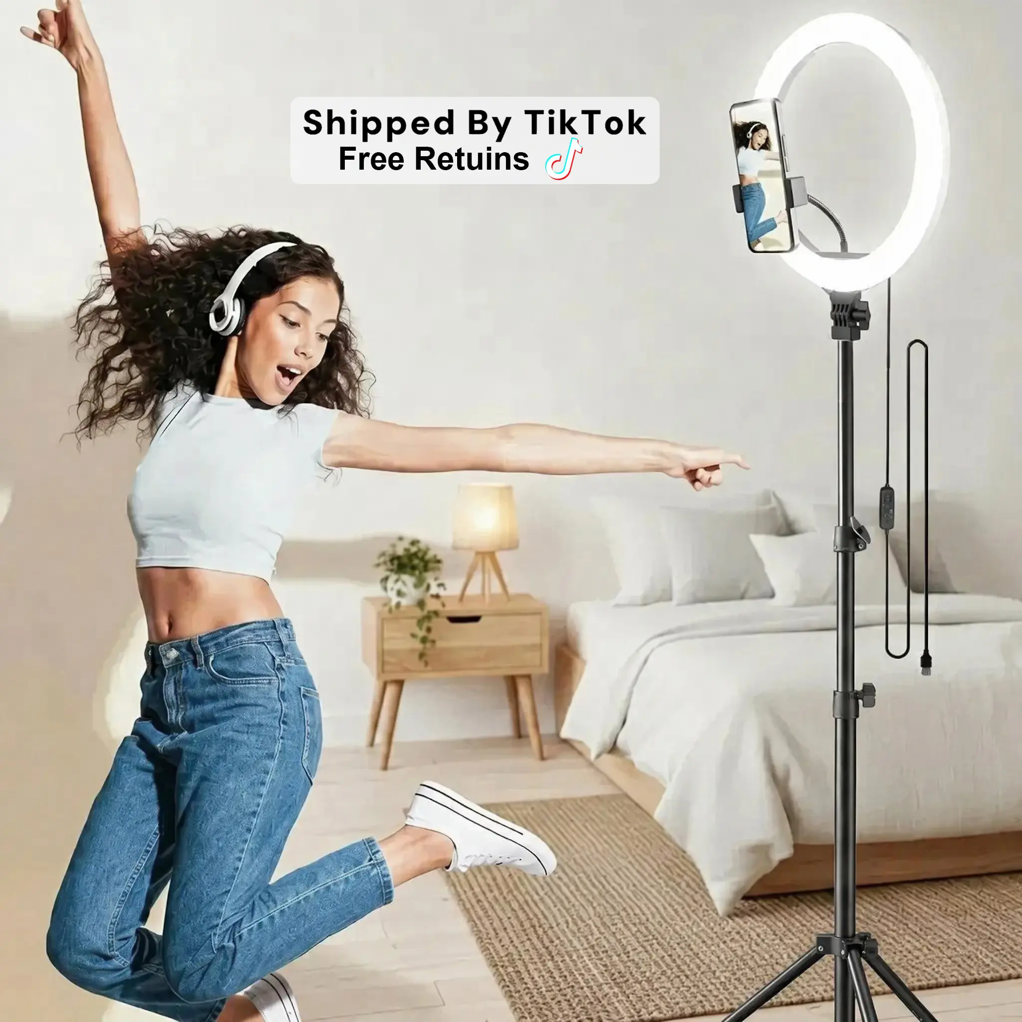LED Selfie 12 inch Ring Light with 1.8m Phone Stand, 3 Lighting Modes ,  Suitable for Live Streaming/Makeup/TikTok, Computer, Laptop, Zoom Video Conferencing#moodlighting