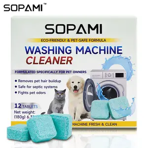 SOPAMI Eco-Friendly Washing Machine Cleaner Tablets – Powerful Formula Fights Stubborn Pet Hair & Odors, Deep Cleans & Deodorizes for Fresh, Hygienic Laundry