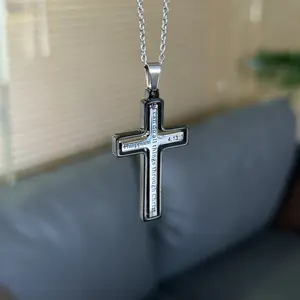 Rotating Cross Necklace Philippians 4:13 - I can do all things through Christ who strengthens me