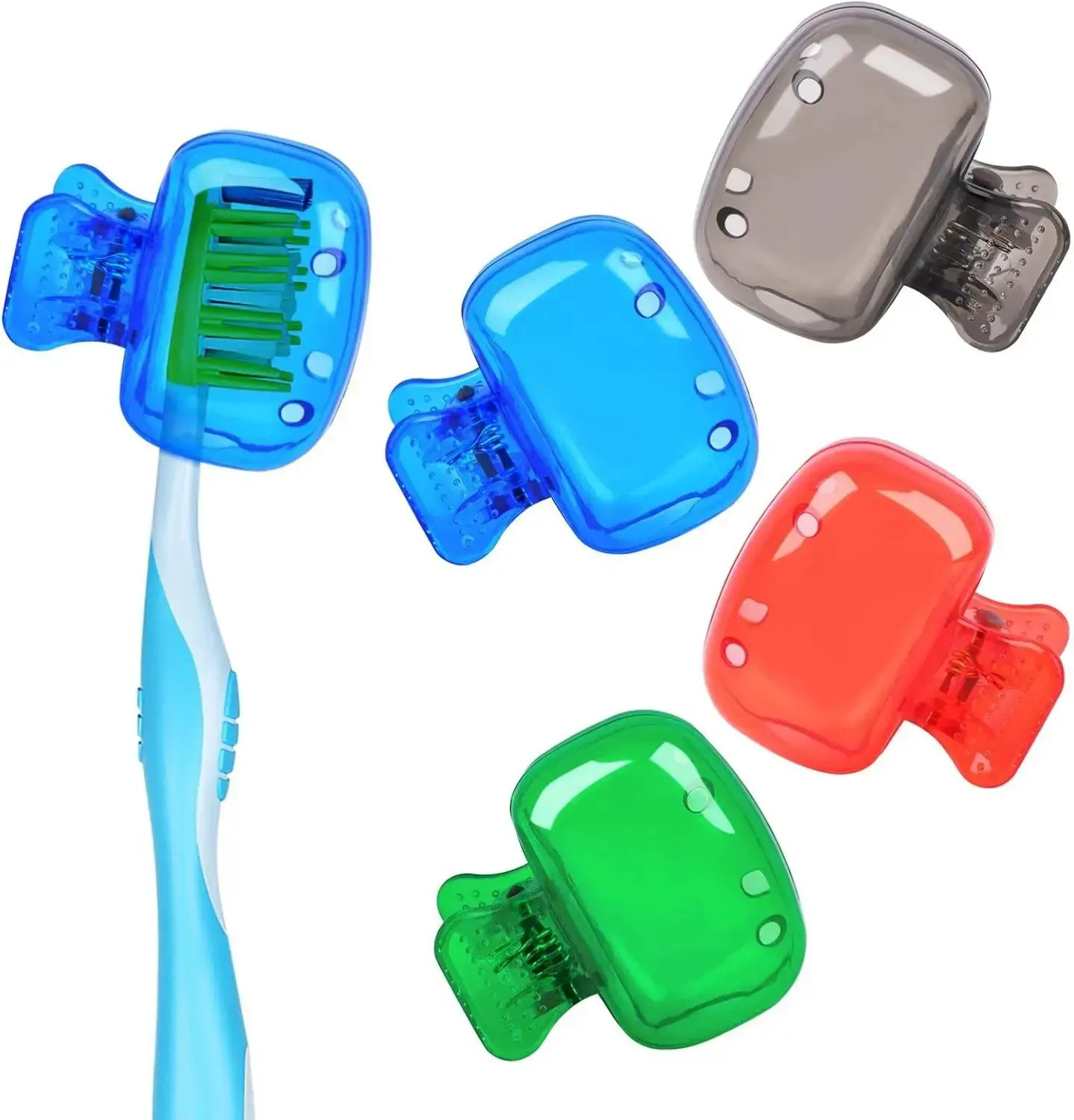 8 Pack Colorful Plastic Clip-On Toothbrush Head Protector Pod, Lightweight Portable Brush Cover Case, Hygienic Bathroom Accessory For Daily Home Use, Outdoor Camping And Short Distance Travel Storage