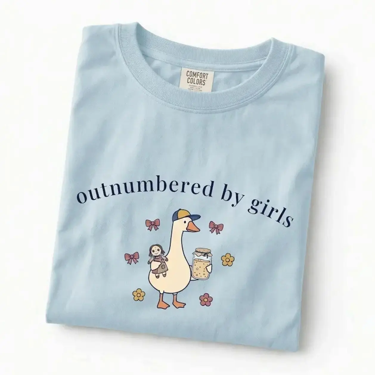 Outnumbered By Girls Shirt, Girl Dad Shirt, Comfort Colors Goose Shirt, Funny Dad Gift from Daughters, Cute Goose Tee, Father's Day Shirt