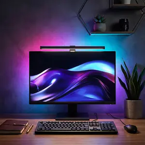 LED Screen Mounted Light Strip with RGB, USB-powered, adjustable brightness and multiple colors, suitable for home, office, gaming, and reading with a space-saving design.