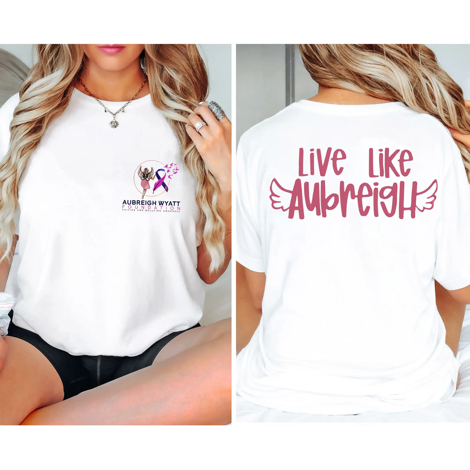 Livelikeaubreigh Fundraiser T-Shirt, Bullying Awareness Shirt - Aubreigh Shirt - High-Quality Crew Neck Cotton Tee - Trending Summer Style - Women and Men - Top Womenswear