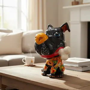 Talavera Dog with Bone | Hand-Painted Ceramic Canine Decor