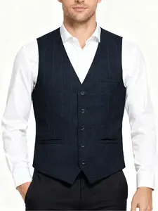 Men's Formal Sleeveless Vest, Formal Wear, Essential for Business Meetings, Office Style, Semi-Formal Occasions, Fashionable Professional Clothing