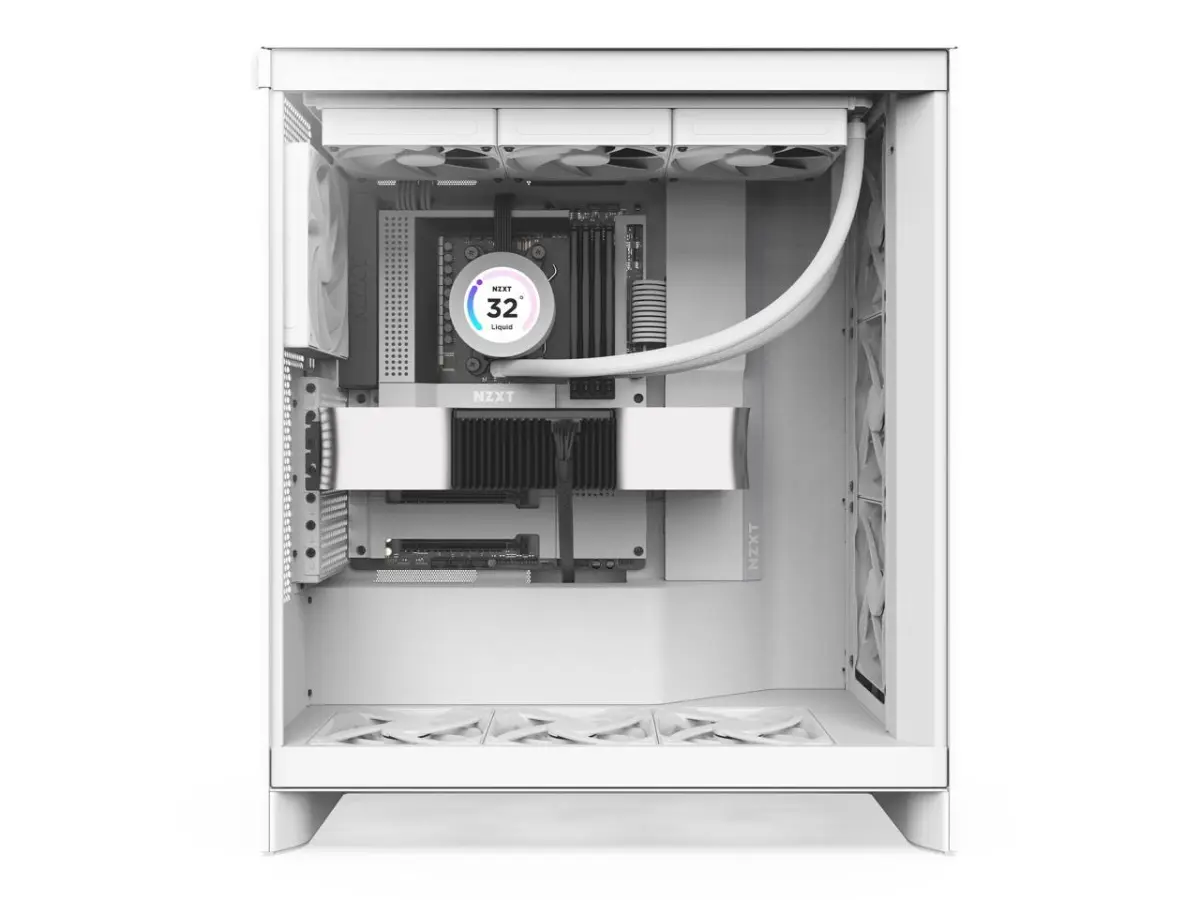 NZXT CM-H72FW-01 H7 Flow 2024 ATX Mid-Tower PC Case - All White, 1 x Headset Audio Jack, 1 x USB 3.2 Gen 2 Type-C, 24 lbs, 7 Expansion Slots, Tempered Glass, Ultra-Clear View
